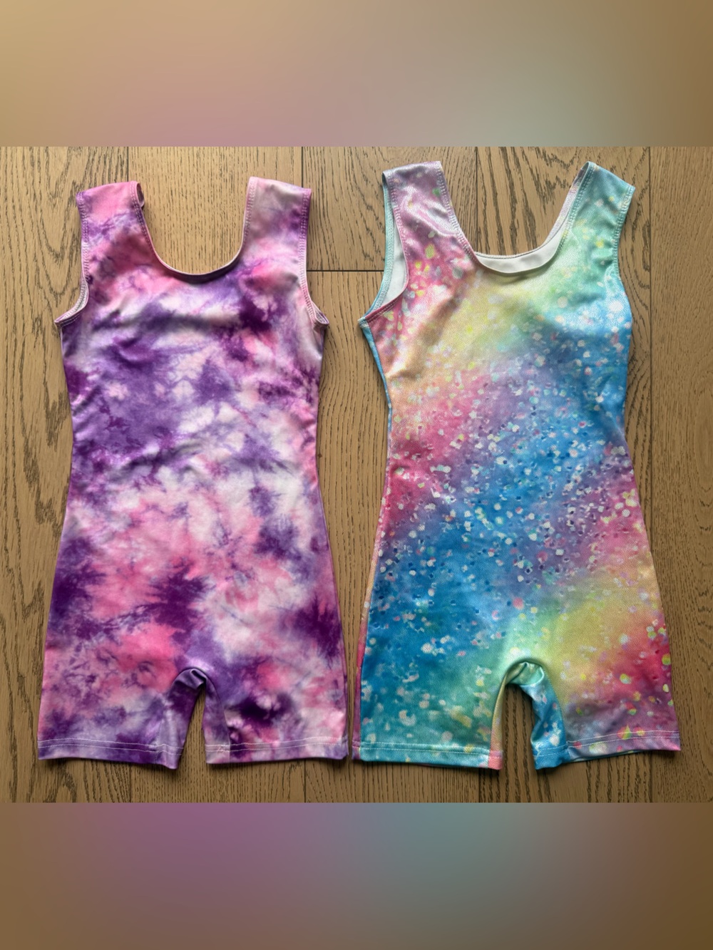 Girls 2 Sleeveless One-Piece Gymnastics Dance Leotards Unitards Size 9/10